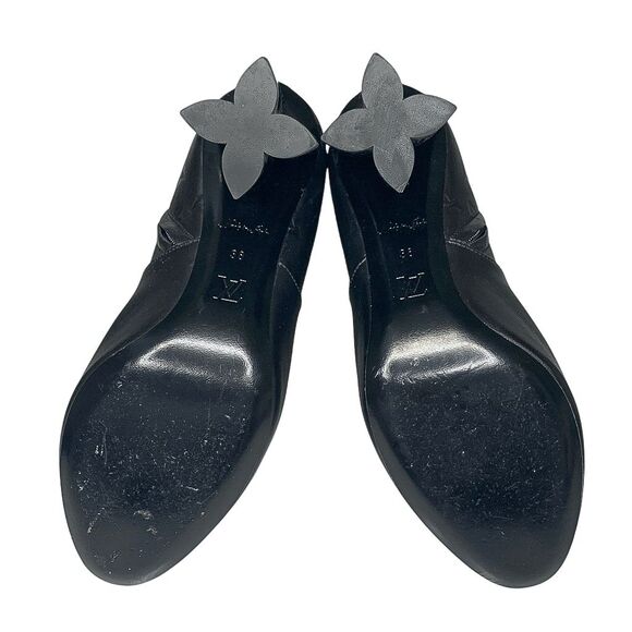 Louis Vuitton Silhouette Black Leather Monogram Flower Heel Ankle Boots Size 38 - Picture 7 of 13